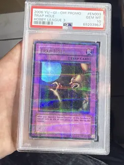 2006 Yugioh Promo Trap Hole Hobby League 3 HL03-EN003 Prismatic Rare PSA 10 GEM - Image 2