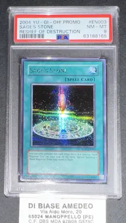 YU GI OH PSA 8 SAGE’S STONE ROD-EN003 RESHEF OF DESTRUCTION PROMO ENGLISH 2004! - Image 1