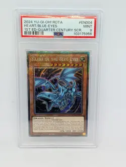 Yugioh | Heart of the Blue-Eyes ROTA-EN004 PSA 9 | Quarter Century Secret Rare - Image 1