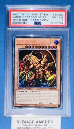 YU GI OH PSA 8 THE WINGED DRAGON OF RA SBCB-EN203 SPEED DUEL BATTLE CITY ENGL - Image 1