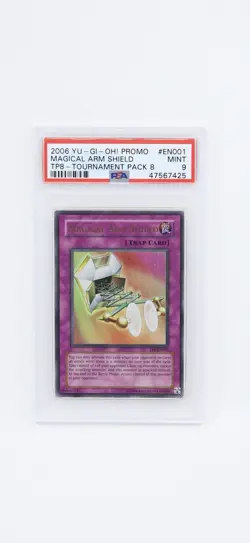 2006 Yugioh Promo Magical Arm Shield TP8-EN001 Ultra Rare PSA 9 MINT CLEAN - Image 1