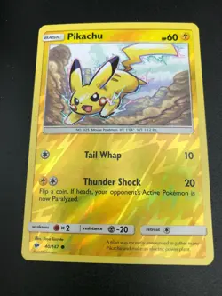 Pikachu REVERSE HOLO 40/147 SM Burning Shadows SHINY Pokemon Card TCG NM 2017 - Image 1