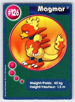 Magmar #126 1999 Burger King Pokemon Card Promo Perforated Vintage Rare - Mp - Image 1