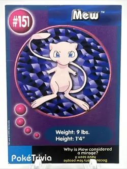 Pokemon 1999 Burger King Poketrivia, Card #151, Mew - Image 1