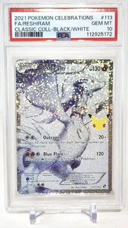 Reshiram 113/114 Celebrations Classic Collection Full Art Pokemon PSA 10 - Image 1