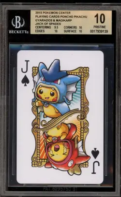 Pokemon Playing Cards Gyarados/Magikarp Pikachu Jack of Spades BGS 10 Pristine - Image 1