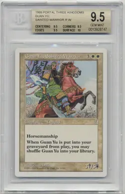 Graded Guan Yu, Sainted Warrior BGS 9.5 GEM QUAD+ Portal Three Kingdoms P3K MTG! - Image 1