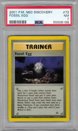 2001 Pokemon Neo Discovery, #72, Trainer, Fossil Egg, PSA 7, NM - Image 1