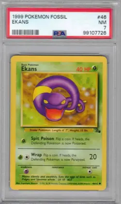 1999 Pokemon Fossil, #46, Ekans, PSA 7, NM - Image 1