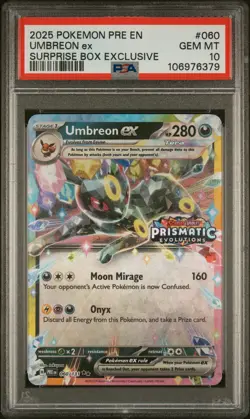 2025 Pokemon Pre EN-Prismatic EVO Umbreon EX #060 Surprise Box Exclusive PSA 10 - Image 1