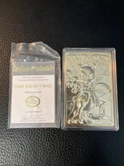 Pokemon 23K Gold Plated Mewtwo Trading Card 1999 Burger King Limited Edition U1 - Image 1