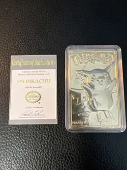 Pokemon Pikachu Vintage 23k Gold Plated Trading Card 1999 Burger King U1 NM - Image 1