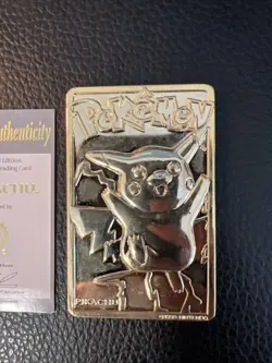 Pokemon Pikachu Vintage 23k Gold Plated Trading Card 1999 Burger King U1 NM - Image 3