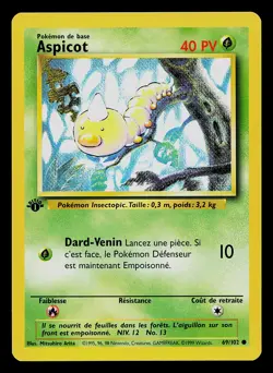 Pokemon Card - Weedle Aspicot FRENCH 1st Edition Base Set 69/102 Common - Image 1
