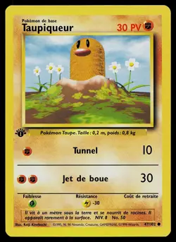 Pokemon Card - Diglett Taupiqueur 1st Edition French Base Set 47/102 Common - Image 1