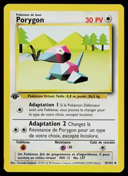 Pokemon Card - Porygon 1st Edition French Base Set 39/102 Uncommon - Image 1