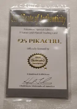 Pokemon Pikachu Gold Plated Card 23K Burger King 1999 Limited Edition Pokemon - Image 3