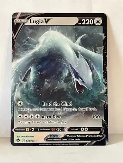 Pokemon Lugia v TCG 138/195 Sword & Shield Silver Tempest Holo Card - Image 1