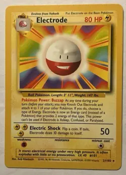 1999 Pokemon TCG Base Set Electrode 21/102 Rare Vintage Card WOTC LP - Image 1