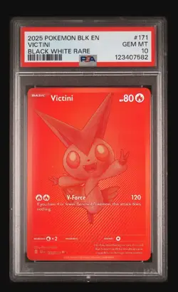 2025 POKEMON BLK EN-BLACK BOLT BLACK WHITE RARE #171 VICTINI PSA 10 - Image 1