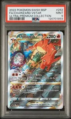 PSA 9 MINT 2022 Pokemon Ultra-Premium Collection CHARIZARD VSTAR #262 Full Art - Image 1