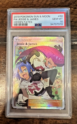2019 POKEMON SUN & MOON HIDDEN FATES #68 Jessie & James-HOLO PSA 10 - Image 1