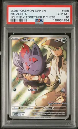 2025 Pokemon SVP EN-SV Black Star Promo N'S Zorua #189 Journey Center ETB PSA 10 - Image 1