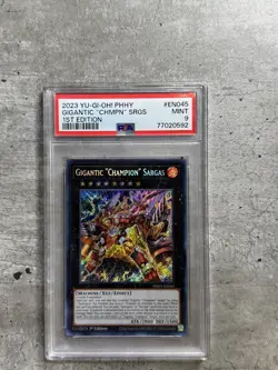 Yugioh Card 1st Ed Gigantic "Champion" Sargas Secret R PSA 9 Mt, PHHY-EN045 2023 - Image 1