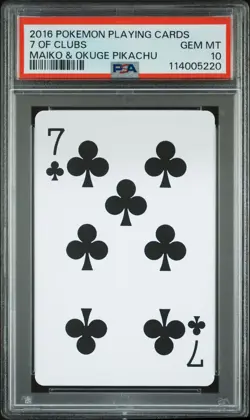 2016 POKEMON PLAYING CARDS MAIKO PIKACHU & OKUGE PIKACHU 7 OF CLUBS PSA 10 - Image 1