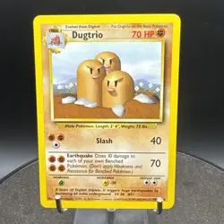 LP (UK 4th Print 1999-2000) Pokemon DUGTRIO Card BASE Set 19/102 Non-Holo Rare - Image 2