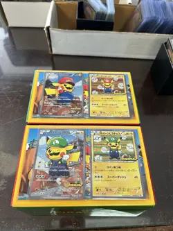 Raw Pokemon Japanese Mario Luigi Pikachu Complete Sequential 4-Card set+boxes - Image 1