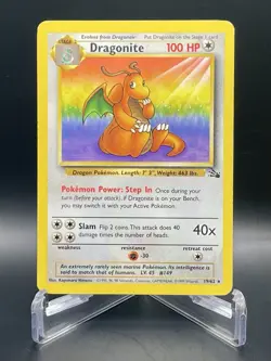 Dragonite 19/62 (1999 WOTC) Fossil Set Vintage Rare Card Pokemon TCG Creased - Image 1