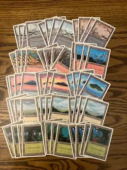 Mtg 4th Edition Basic Land Lot x60 - Magic the Gathering 4th Land 4x Each Art LP - Image 1