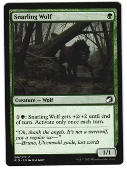 Snarling Wolf 199 C Innistrad: Midnight Hunt Near Mint MTG - Image 1