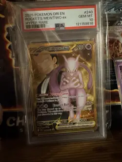 2025 Pokemon Destined Rivals Team Rockets Mewtwo Ex Hyper Rare 240/182 PSA 10 - Image 1