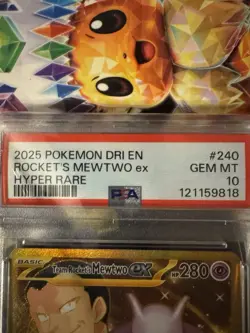 2025 Pokemon Destined Rivals Team Rockets Mewtwo Ex Hyper Rare 240/182 PSA 10 - Image 2