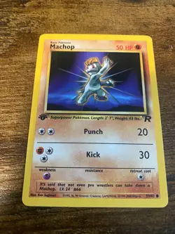 1st Edition Machop 59/82 vintage fighting Pokemon TCG Vintage Rocket - Image 1
