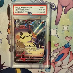 2022 POKEMON SWORD & SHIELD BRILLIANT STARS #TG17 FULL ART MIMIKYU VMAX PSA 10 - Image 1