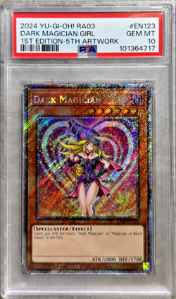 Yugioh Card 1st Ed Dark Magician Girl PSA 10 Gem, 5th Artwork RA03-EN123 2024 - Image 1