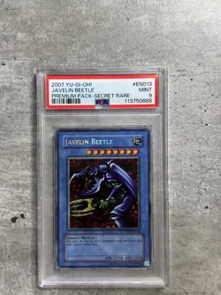 Yugioh Card Javelin Beetle Secret R PSA 9 Mint, PP01-EN013 2007 - Image 1