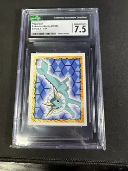 CGC 7.5 Vaporeon Pokemon Merlin Series 1 1999 Sticker - Image 1