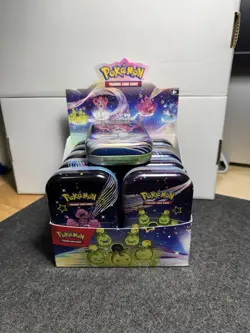 Pokemon Paldean Fates Display Box w/ 11 EMPTY Mini Tins w/ stickers ** No Cards* - Image 1