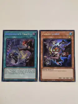 Fiendsmith's Tract INFO-EN061 + Fabled Lurrie BLMM-EN104 Secret Rare Yugioh Set - Image 1