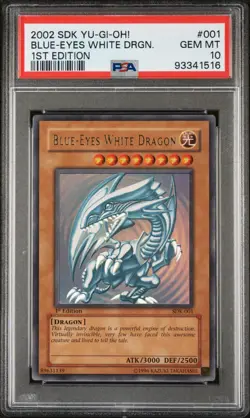 2002 Yugioh! Blue-Eyes White Dragon SDK-001 Ultra Rare 1st Edition PSA 10 Gem - Image 1