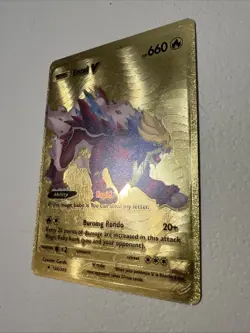 Entei V HP 660 Fan Art Textured Gold Foil Pokemon Card - Image 1