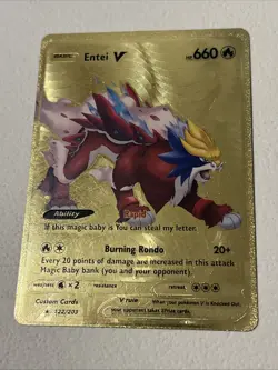 Entei V HP 660 Fan Art Textured Gold Foil Pokemon Card - Image 2