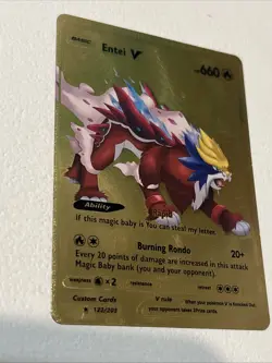 Entei V HP 660 Fan Art Textured Gold Foil Pokemon Card - Image 3
