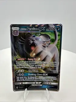 Alolan Persian GX 129/236 Cosmic Eclipse NM Ultra Rare Art Pokemon Card - Image 1