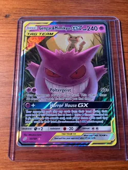 Pokemon TCG Gengar & Mimikyu GX Holo Ultra Rare Card Sun & Moon Team Up 53/181 - Image 1