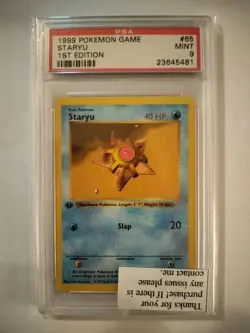 1999 Pokemon - 1st Edition Shadowless Staryu - Base Set 65/102 - PSA 9 Mint!! - Image 1
